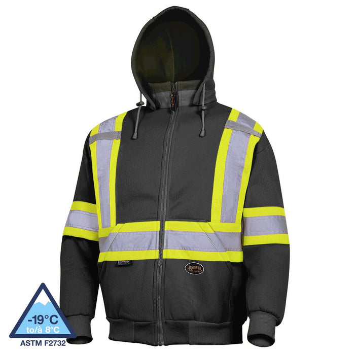 Pioneer Black Hi-Viz Polyester Fleece Hoodie